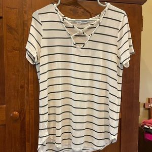 Emory Park Dulce Short Sleeve Striped Knit Top